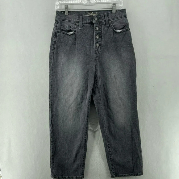 Universal Thread Jeans Womens 6/28R  Black Light Wash Straight Hi-Rise Buttonfly - Picture 1 of 12